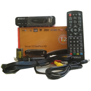 Цифровой тюнер Т2 приставка Simax RedPlus HD с IPTV, Youtube, Megogo,(комплект +Адаптер WiFi)